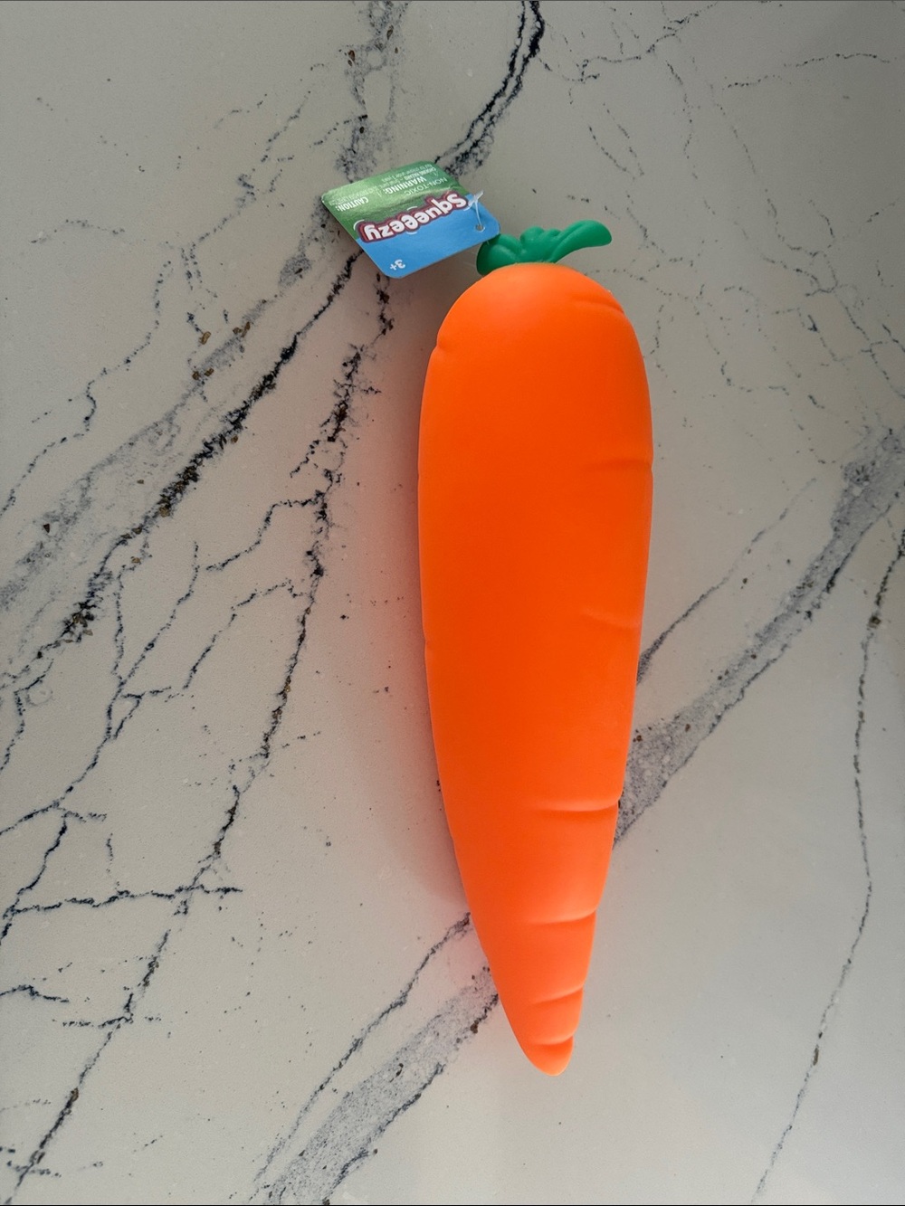 Carrot Squeezzy Toy - Bright Orange with Green Top